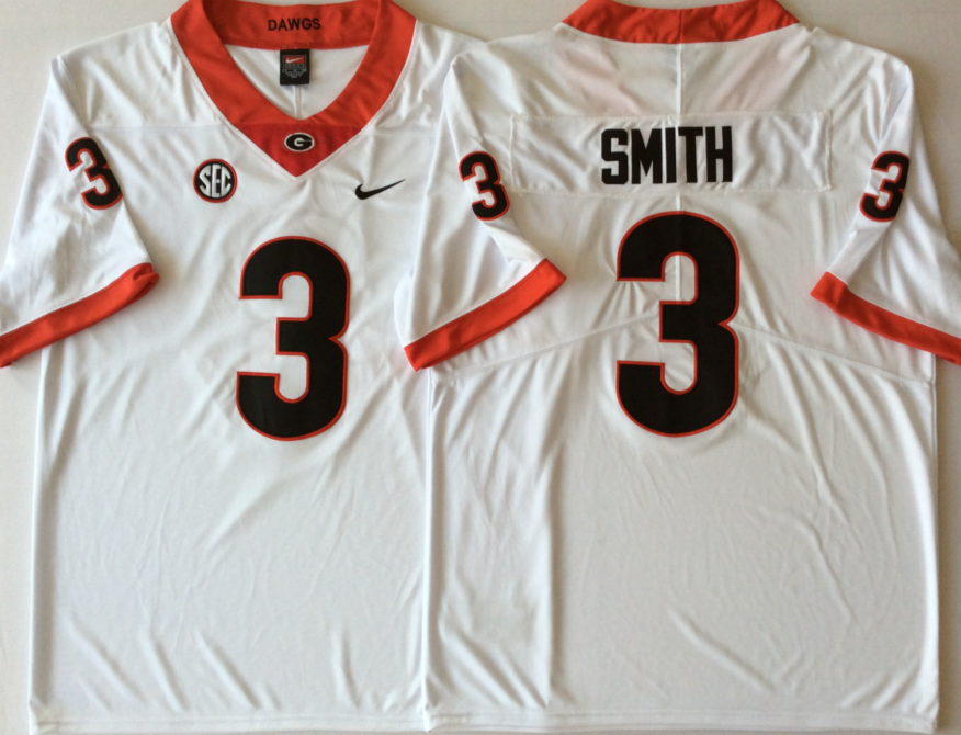 Men's Georgia Bulldogs Roquan Smith #3 White Jersey